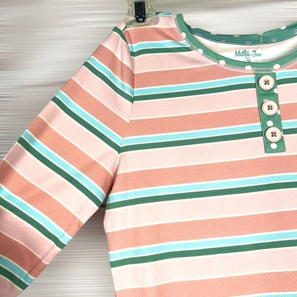 NWT Matilda Jane Cozy Soft Striped Polka Dot Pajamas Top Long Sleeve size 14 - Picture 4 of 12